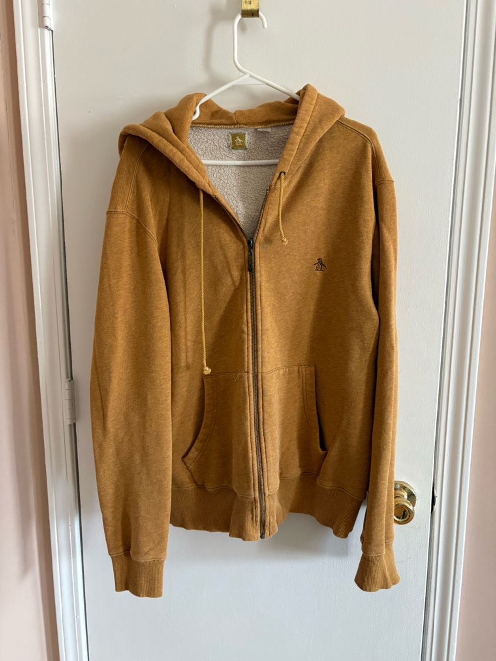 Original Penguin Zip-Up Hoodie in Camel Brown